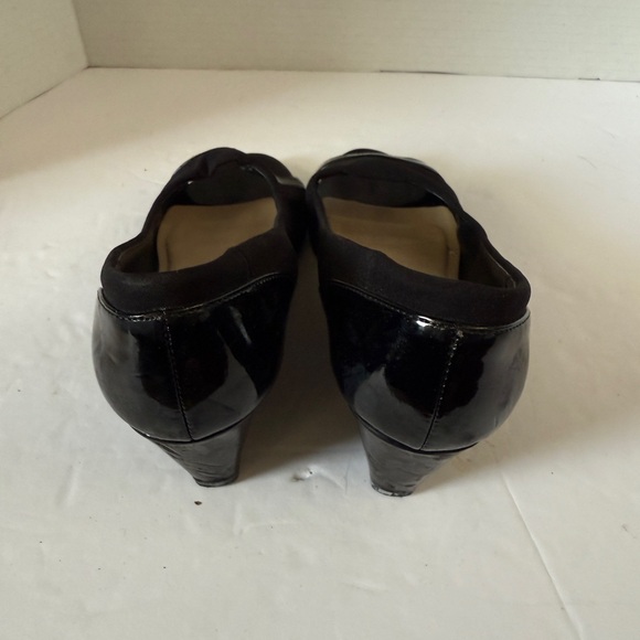 Ellen Tracy Open‎ Toe Wedge Leather Heel Womens Shoes Slip on Size 6 - Picture 3 of 6